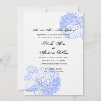 Convite de Casamento de Hydrangea Azul