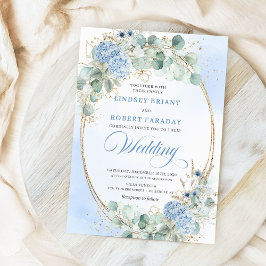 Convite de Casamento de Hydrangea Azul Botânica co