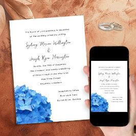Convite de Casamento de Hydrangea Azul Sky