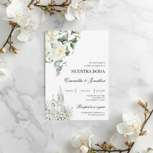 Convite de casamento de igreja espanhola floral br