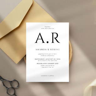 Convite De Casamento De Iniciais Elegantes Minimal