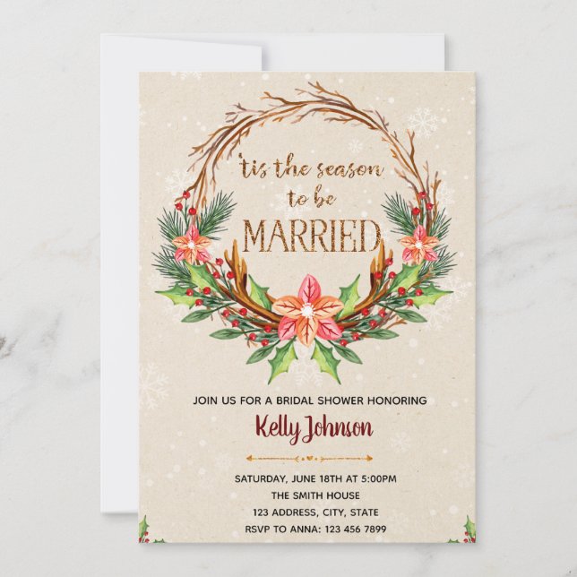 convite de casamento de inverno (Frente)