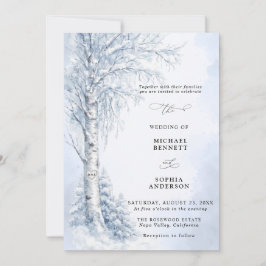 Convite de Casamento de Inverno com Bétula Congela