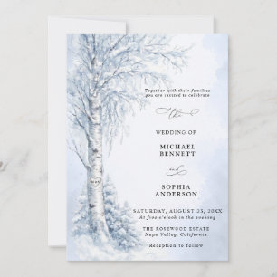 Convite de Casamento de Inverno com Bétula Congela