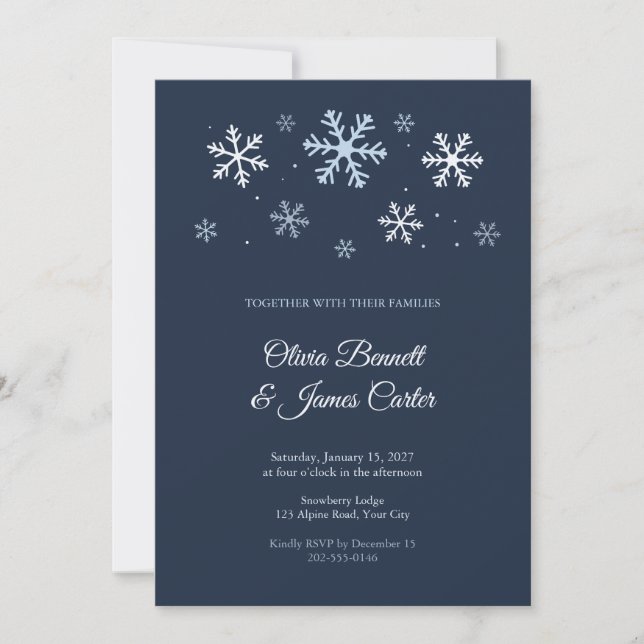 Convite de Casamento de Inverno com Floco de Neve  (Frente)