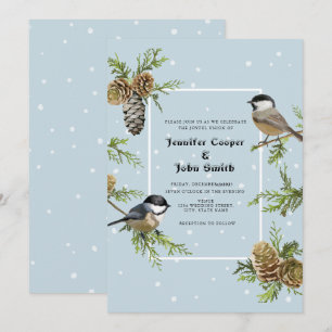 Convite de casamento de inverno com pino e neve de