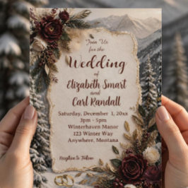 Convite de Casamento de Inverno de Luxo na Montanh