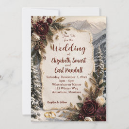 Convite de Casamento de Inverno de Luxo na Montanh