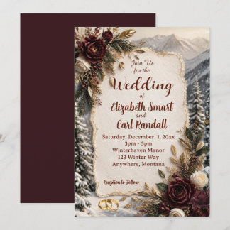 Convite de Casamento de Inverno de Luxo na Montanh
