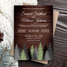 Convite de Casamento de Inverno em Madeira Rústica