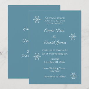 Convite de Casamento de Inverno Floco de Neve Azul