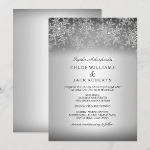 Convite de Casamento de Inverno Floco de Neve de C