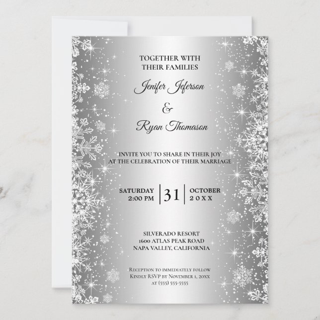 Convite de casamento de inverno fofo (Frente)