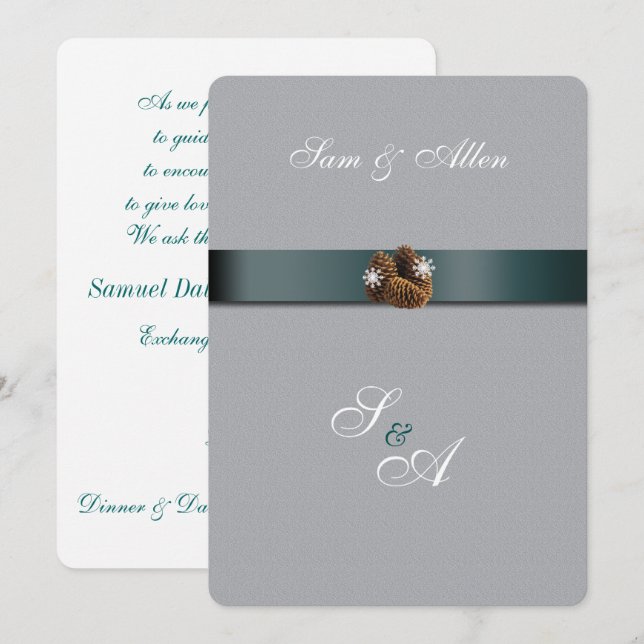 Convite de casamento de inverno lindo (Frente/Verso)