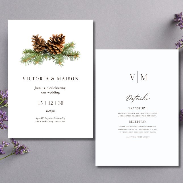 Convite de Casamento de Inverno Minimalista Natal (Criador carregado)