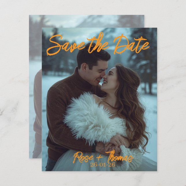 Convite de casamento de inverno moderno simples pe (Frente/Verso)