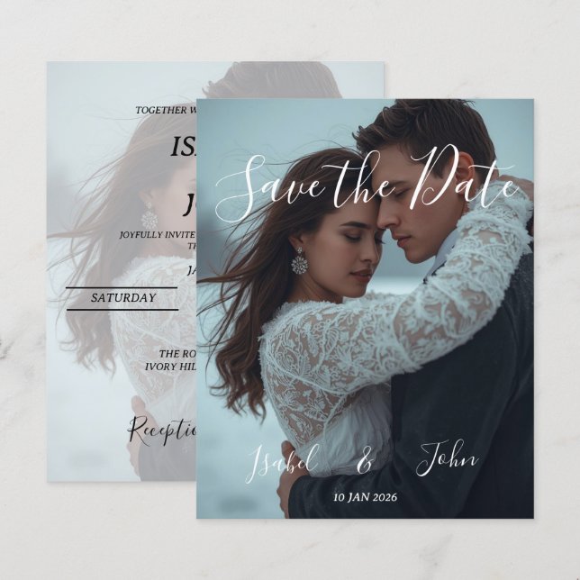 Convite de casamento de inverno moderno simples pe (Frente/Verso)