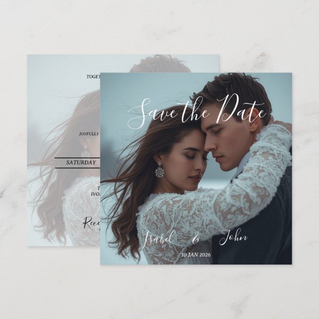 Convite de casamento de inverno moderno simples pe (Frente/Verso)