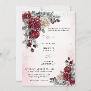 Convite de Casamento de Inverno Rosas Congeladas