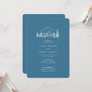 Convite de Casamento de Inverno Slate Blue Mountai