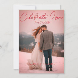 Convite de casamento de inverno vermelho simples e