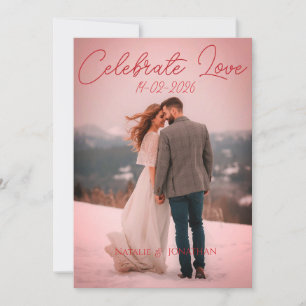 Convite de casamento de inverno vermelho simples e