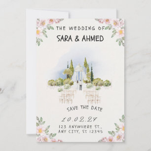 Convite de Casamento de Jardim com Aquarela Elegan