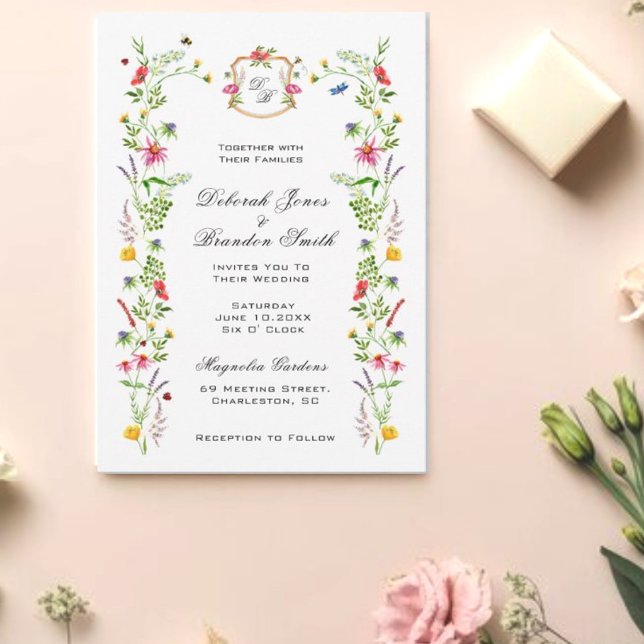 Convite de casamento de jardim com flores silvestr (Criador carregado)