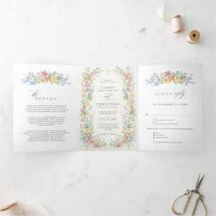 Convite de casamento de jardim de primavera orname