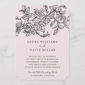 Convite De Casamento De Jardim De Rosa Floral Rosa