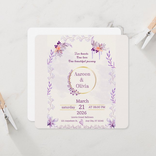 Convite de Casamento de Jardim Íntimo Editável (Frente/Verso In Situ)