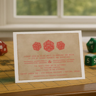 Convite De Casamento De Jogador De Dice D20 Red Gr
