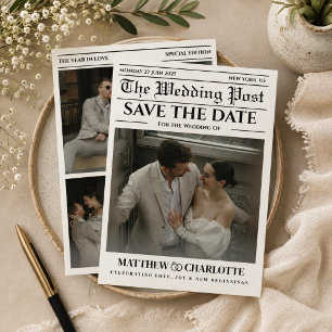 Convite de Casamento de Jornal Salve a Data