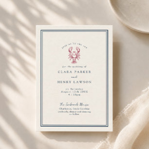 Convite de Casamento de Lagosta Preppy da Nova Ing