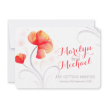 Convite de casamento de laranja de flor silvestre