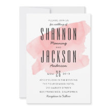 Convite De Casamento De Lavagem Por Aquarela Rosa