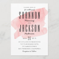 Convite De Casamento De Lavagem Por Aquarela Rosa