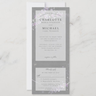 convite de casamento de lavanda de d’água da cinz