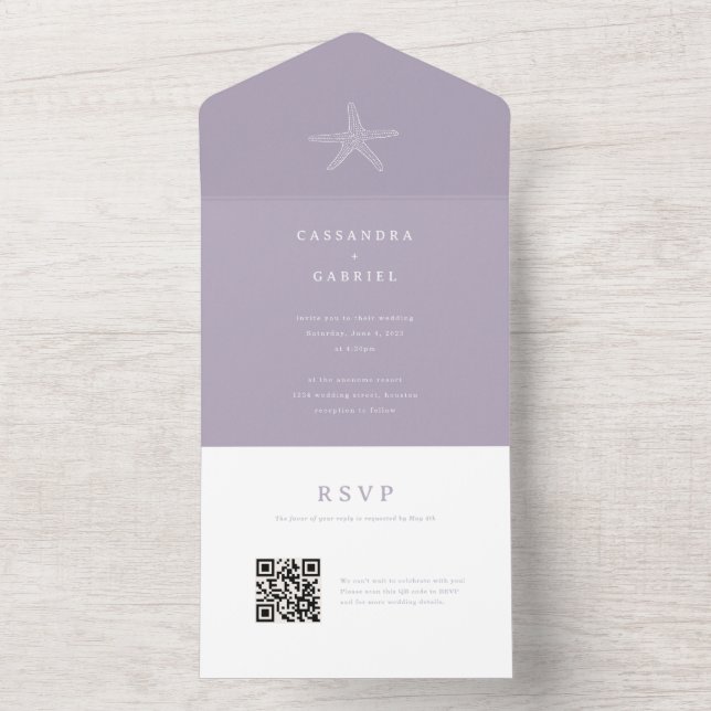 Convite de Casamento de Lihue com RSVP de Código Q (Inside)