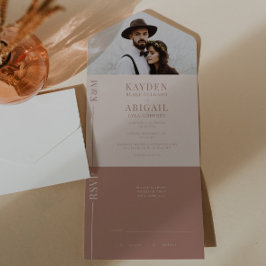 Convite De Casamento De Linha Limpa Cor-De-Rosa Es
