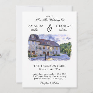 Convite De Casamento De Local De Watercolor