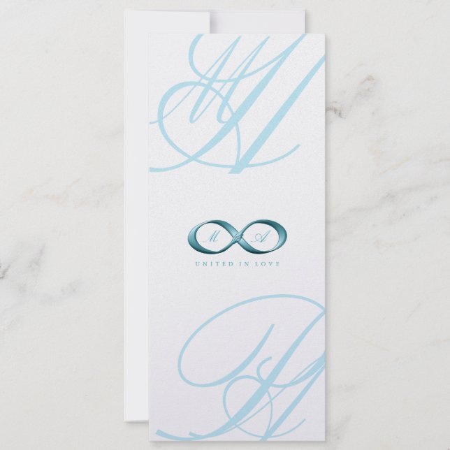 Convite de casamento de logotipo do Aqua Love Infi (Frente)