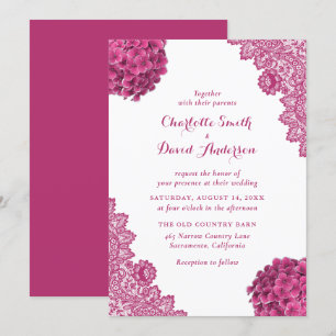 Convite De Casamento De Lugar Floral Rosa Rústico