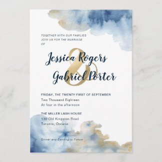 Convite De Casamento De Lux De Aquarela 5" x 7"