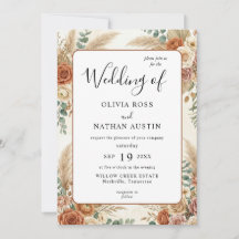 Convite de Casamento de Luxo Boho Terracota Floral