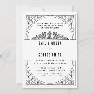 Convite de Casamento de Luxo Clássico com Dinheiro