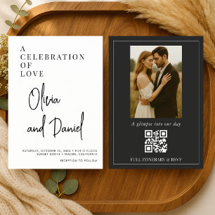 Convite de Casamento de Luxo com Código QR de Foto