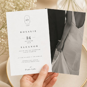 Convite de Casamento de Luxo com Monograma e Foto