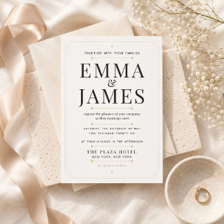 Convite de Casamento de Luxo com Serifa Moderna Ed