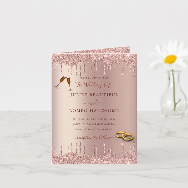 Convite De Casamento De Luxo De Lúxo Com Lente ros (Planta pequena)